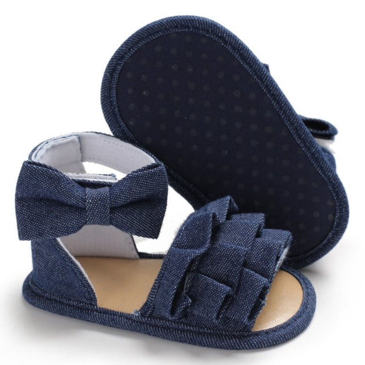 Summer Baby Girl Shoes Cute Crib Breathable Anti-Slip Bowknot Sandals Toddler Soft Soled Shoes, Size:13cm