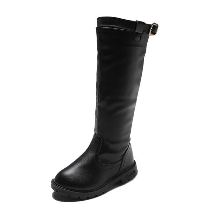 Children's Winter Warm Leather Boots, Size:35, Color:Black