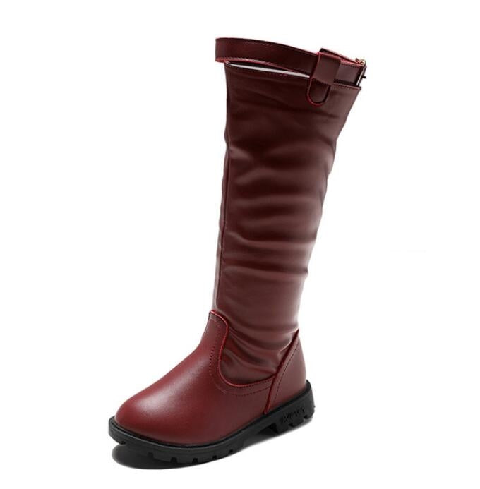 Children's Winter Warm Leather Boots, Size:31, Color:Red wIne