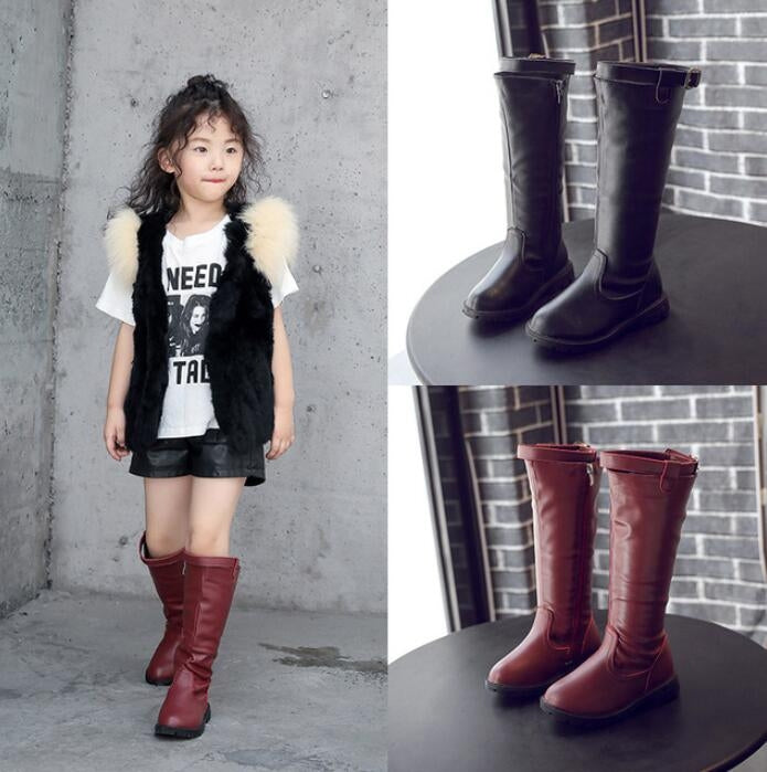 Children's Winter Warm Leather Boots, Size:31, Color:Red wIne