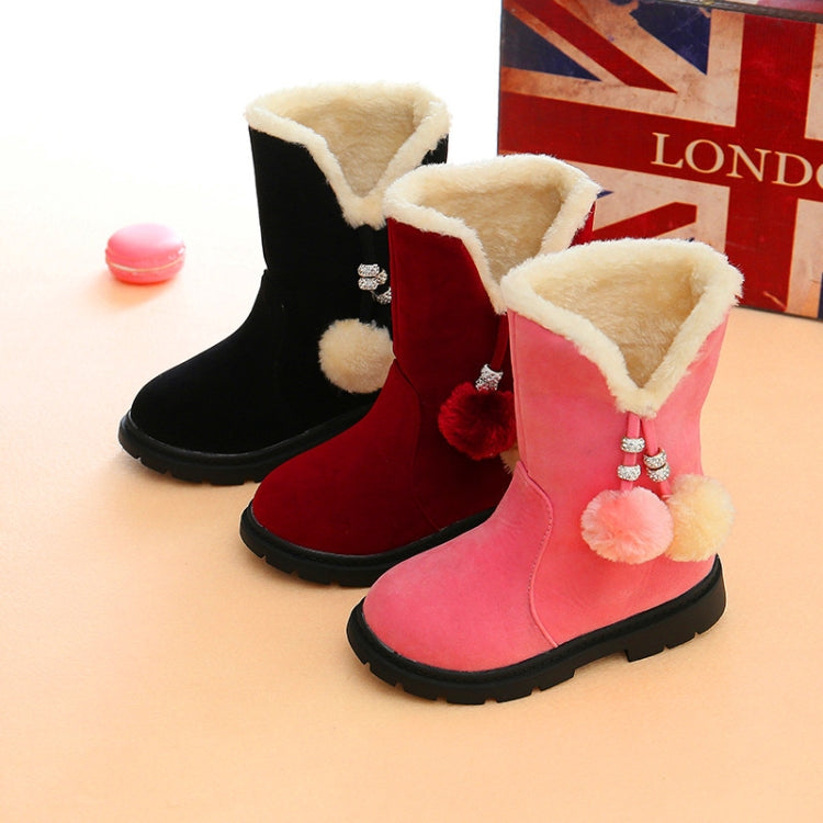 Autumn And Winter Girls Boots Fur Ball Snow Boots, Size:35, Color:KY-5 Pink
