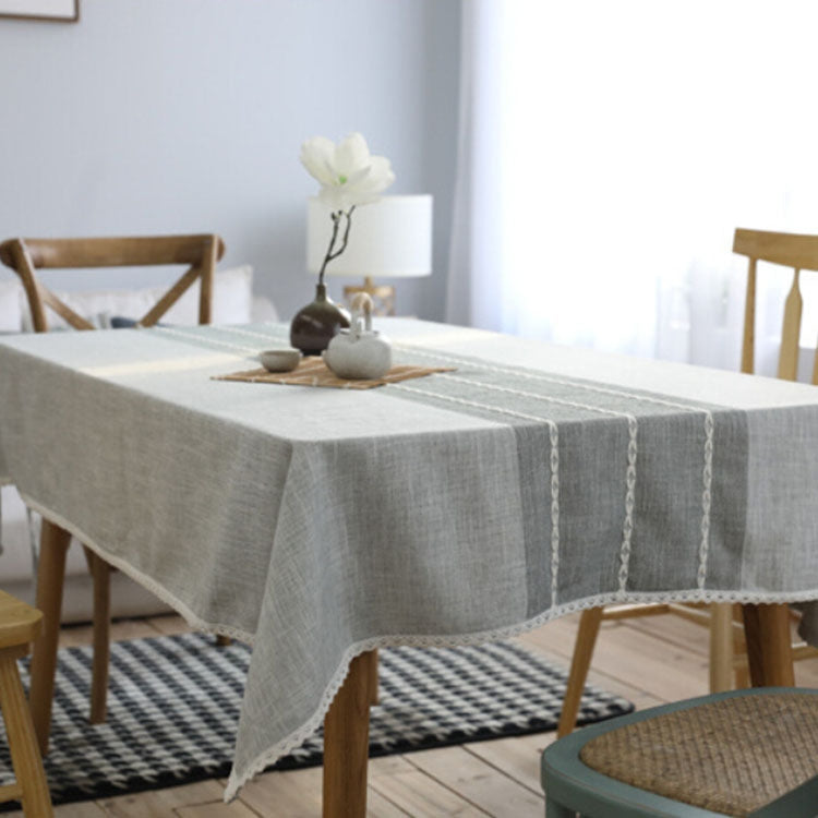 Simple Striped Cotton And Linen Dust Cloth Table Cloth, Size:60x60cm(Grey)