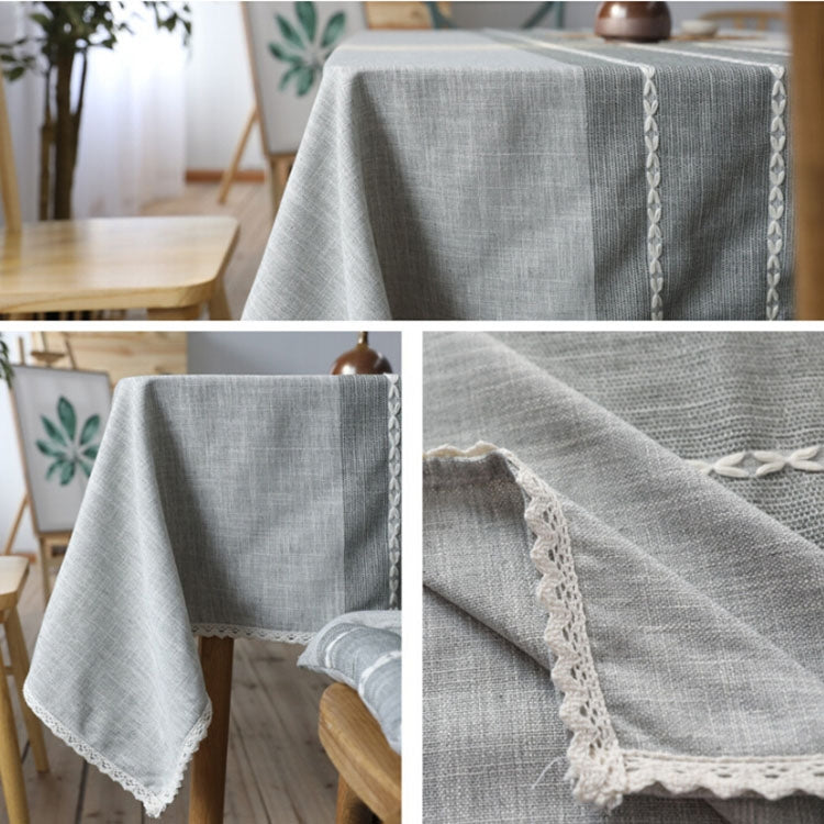 Simple Striped Cotton And Linen Dust Cloth Table Cloth, Size:80x80cm(Grey)