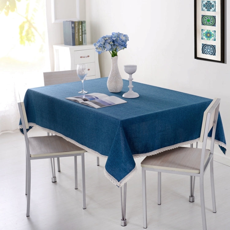 Decorative Tablecloth Imitation Linen Lace Table Cloth Dining Table Cover, Size:130x130cm