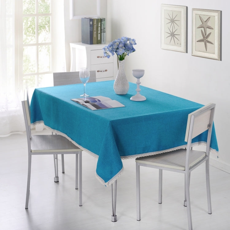 Decorative Tablecloth Imitation Linen Lace Table Cloth Dining Table Cover, Size:130x130cm