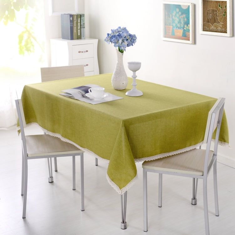 Decorative Tablecloth Imitation Linen Lace Table Cloth Dining Table Cover, Size:130x130cm