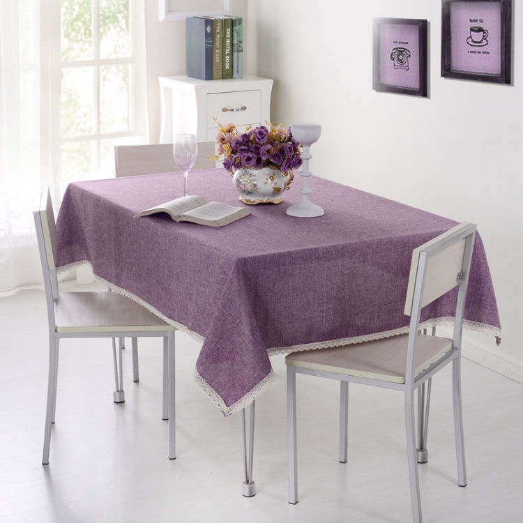 Decorative Tablecloth Imitation Linen Lace Table Cloth Dining Table Cover, Size:130x130cm