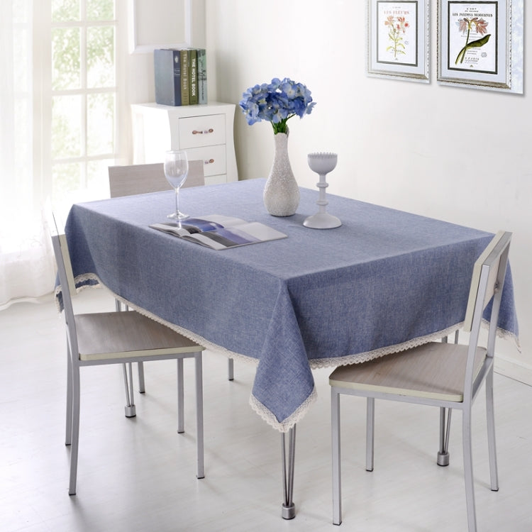Decorative Tablecloth Imitation Linen Lace Table Cloth Dining Table Cover, Size:130x130cm