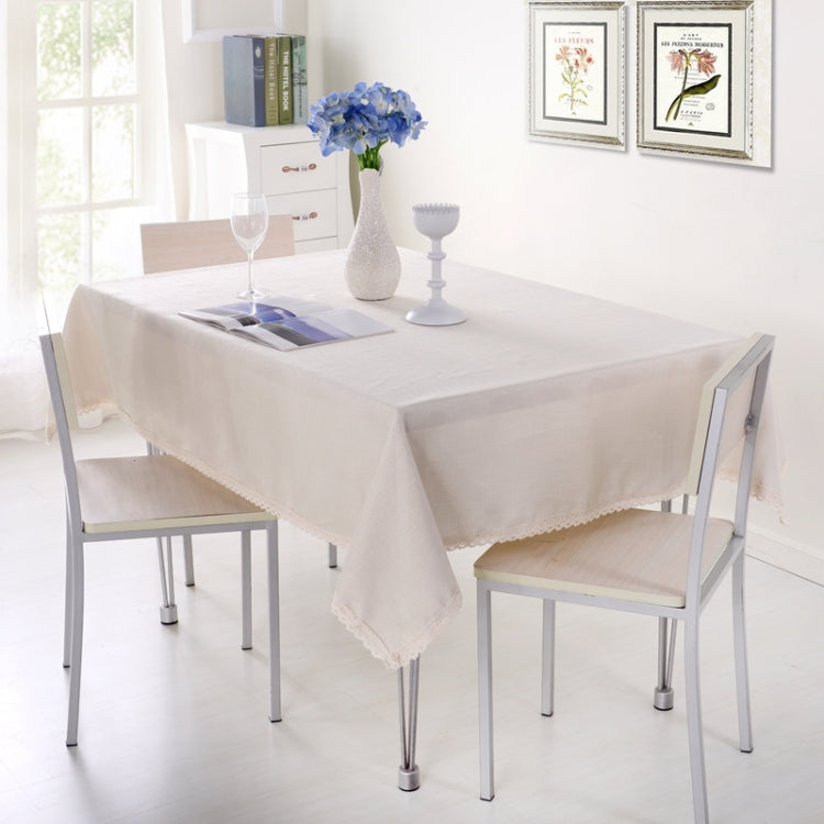 Decorative Tablecloth Imitation Linen Lace Table Cloth Dining Table Cover, Size:130x130cm