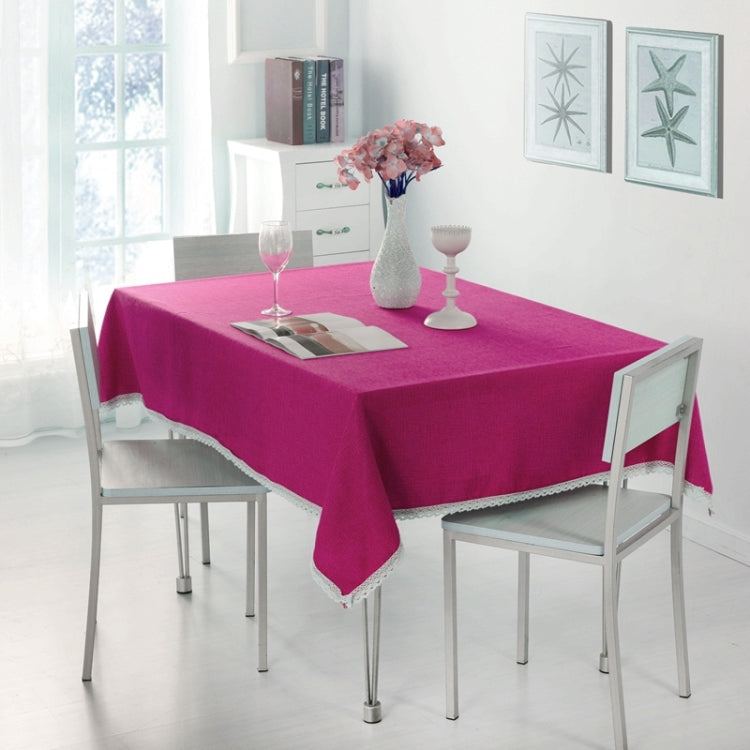 Decorative Tablecloth Imitation Linen Lace Table Cloth Dining Table Cover, Size:130x130cm