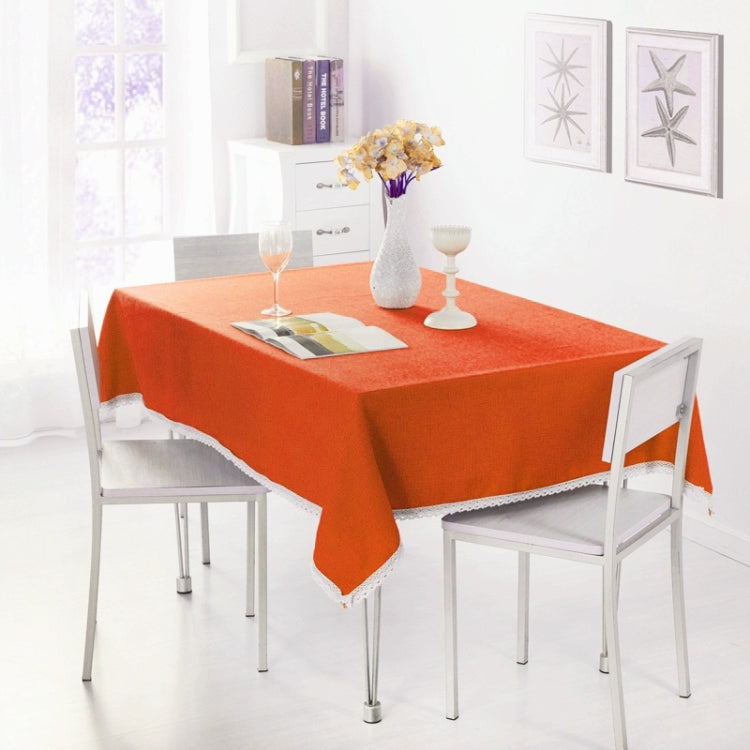 Decorative Tablecloth Imitation Linen Lace Table Cloth Dining Table Cover, Size:130x130cm
