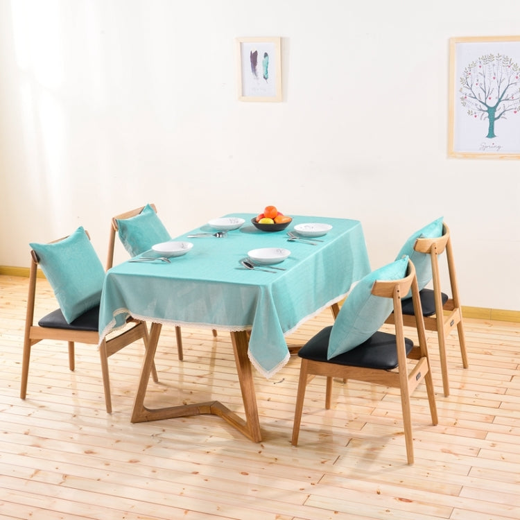 Decorative Tablecloth Imitation Linen Lace Table Cloth Dining Table Cover, Size:130x130cm