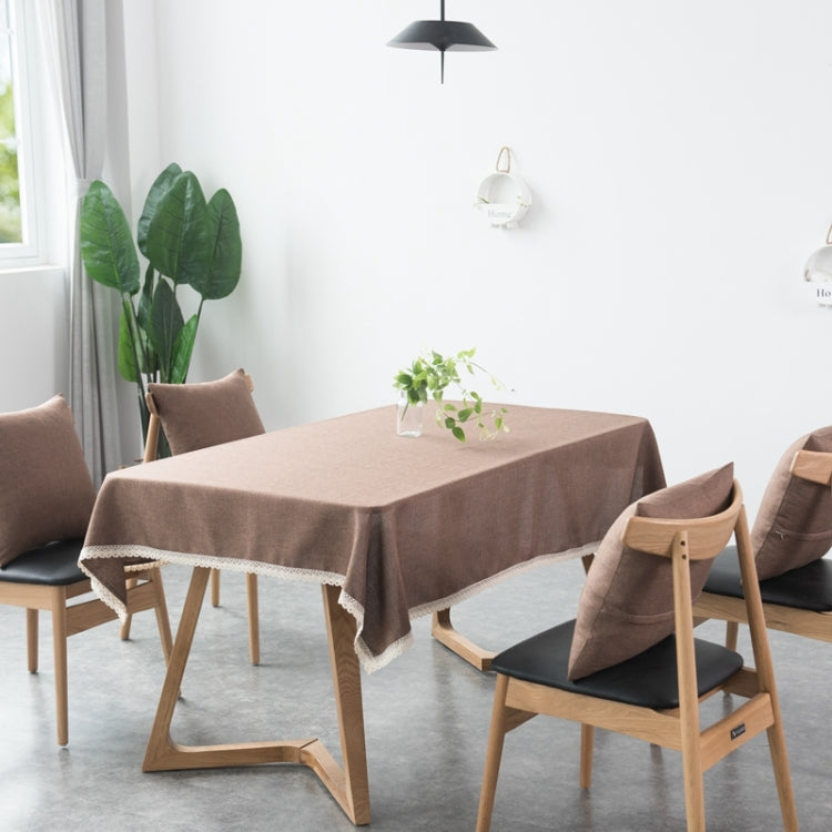 Decorative Tablecloth Imitation Linen Lace Table Cloth Dining Table Cover, Size:130x130cm