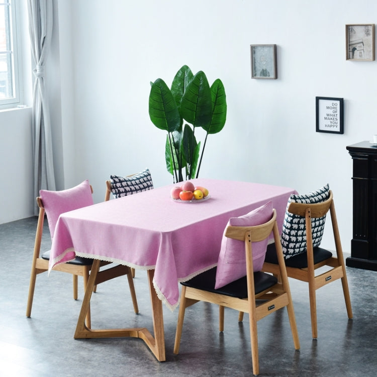 Decorative Tablecloth Imitation Linen Lace Table Cloth Dining Table Cover, Size:130x130cm