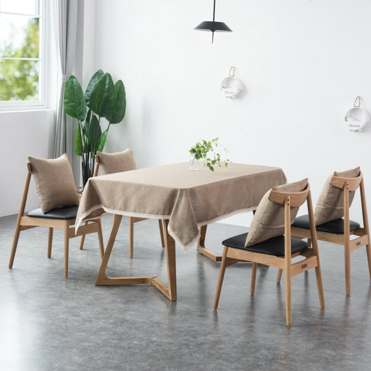 Decorative Tablecloth Imitation Linen Lace Table Cloth Dining Table Cover, Size:130x130cm