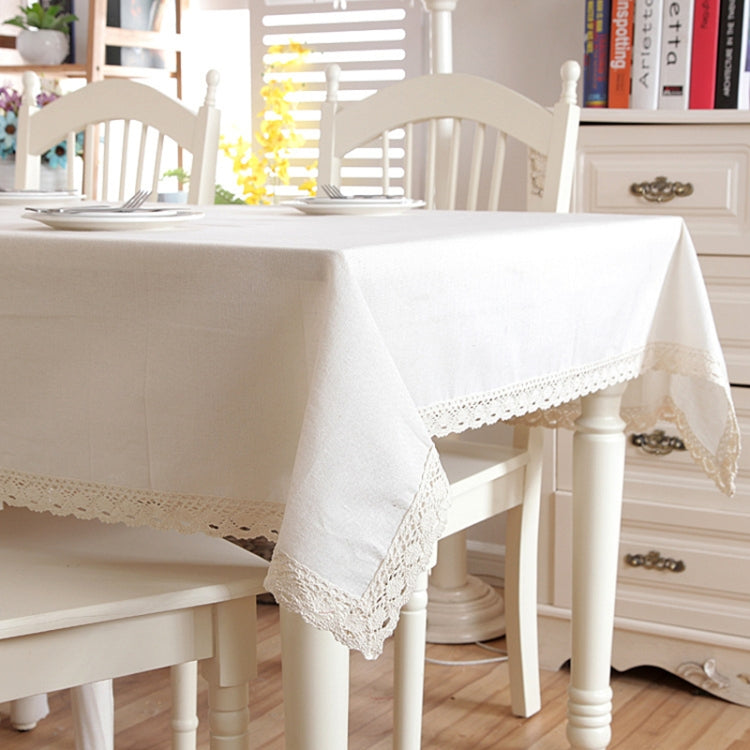 Linen Cotton Thicken Tablecloth Hem Splice Washable Coffee Dinner Table Cloth for Wedding Banquet, Size:90x90cm