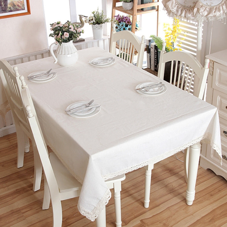 Linen Cotton Thicken Tablecloth Hem Splice Washable Coffee Dinner Table Cloth for Wedding Banquet, Size:90x90cm