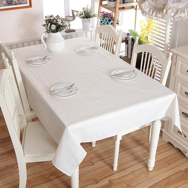 Linen Cotton Thicken Tablecloth Hem Splice Washable Coffee Dinner Table Cloth for Wedding Banquet, Size:90x140cm