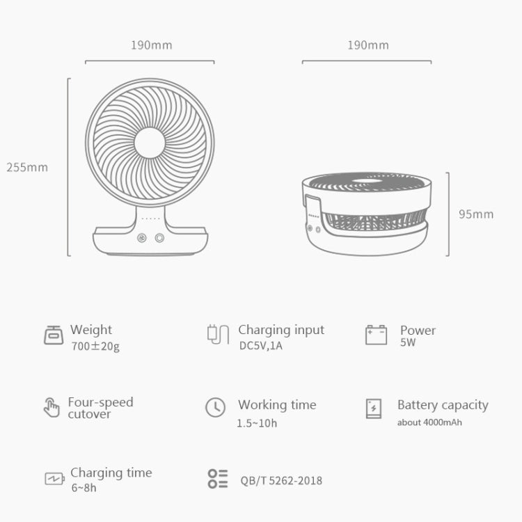 Air Suspension Cycle Comfort Fan USB Charging Creative Folding Mute Small Desktop Fan, Size:190X95mm