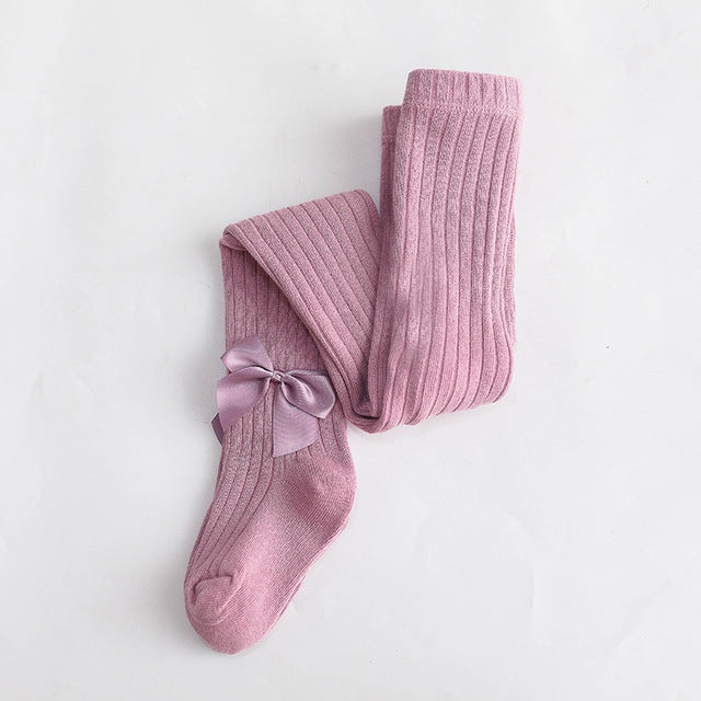 Baby Cotton Leggings Bow Knit Children Pantyhose, Size:12-24 Months