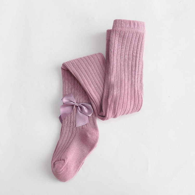 Baby Cotton Leggings Bow Knit Children Pantyhose, Size:12-24 Months