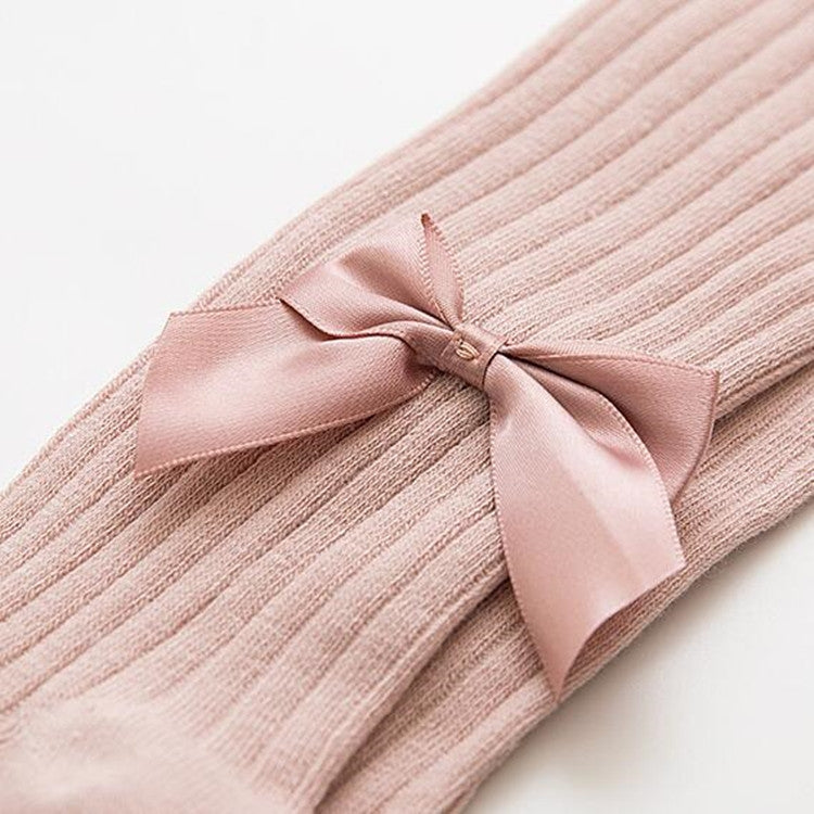 Baby Cotton Leggings Bow Knit Children Pantyhose, Size:12-24 Months
