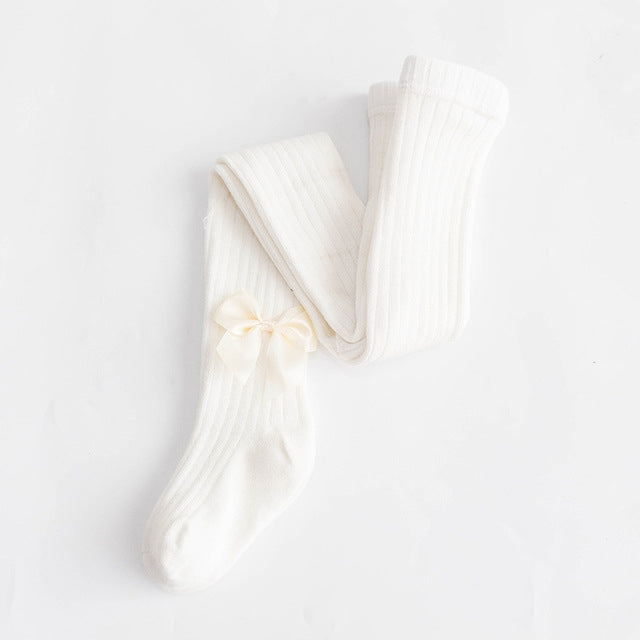 Baby Cotton Leggings Bow Knit Children Pantyhose, Size:12-24 Months