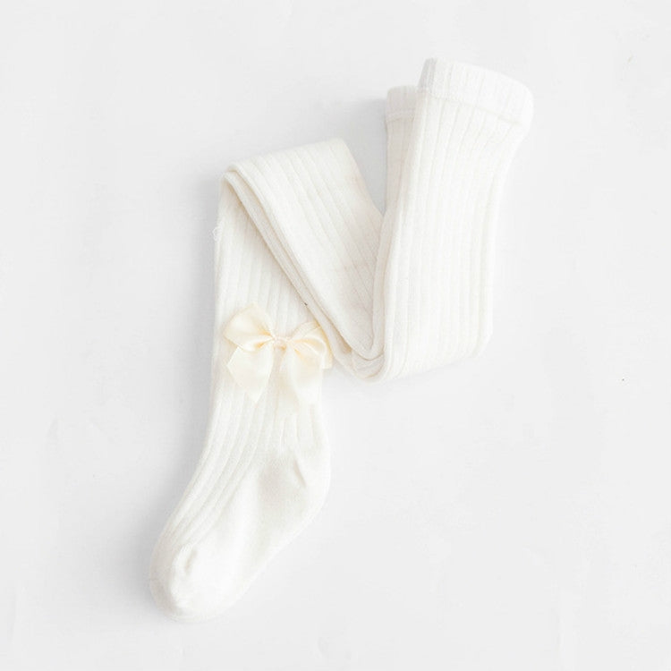 Baby Cotton Leggings Bow Knit Children Pantyhose, Size:12-24 Months