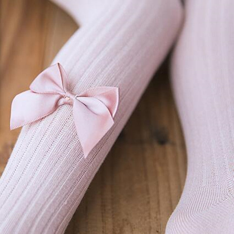 Baby Cotton Leggings Bow Knit Children Pantyhose, Size:12-24 Months