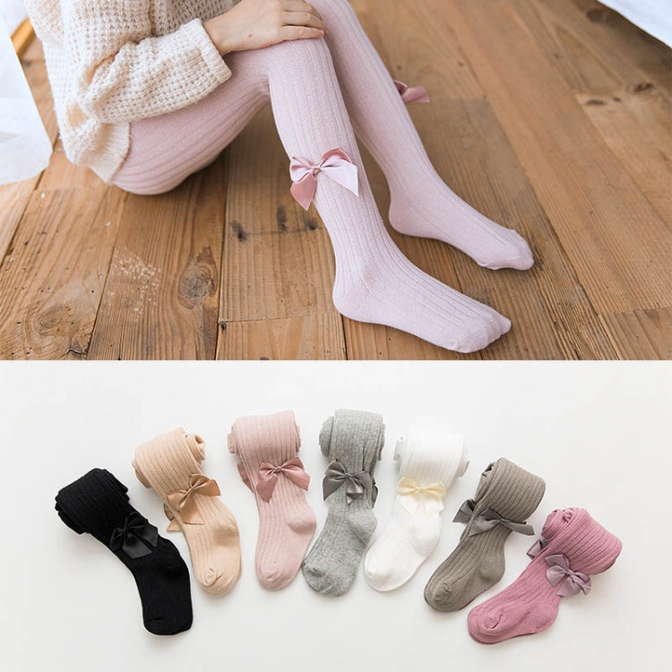 Baby Cotton Leggings Bow Knit Children Pantyhose, Size:12-24 Months