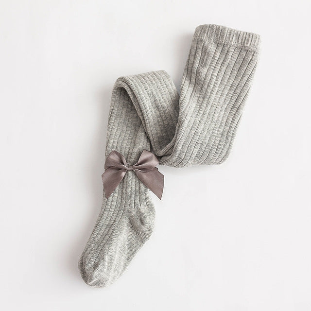 Baby Cotton Leggings Bow Knit Children Pantyhose, Size:12-24 Months