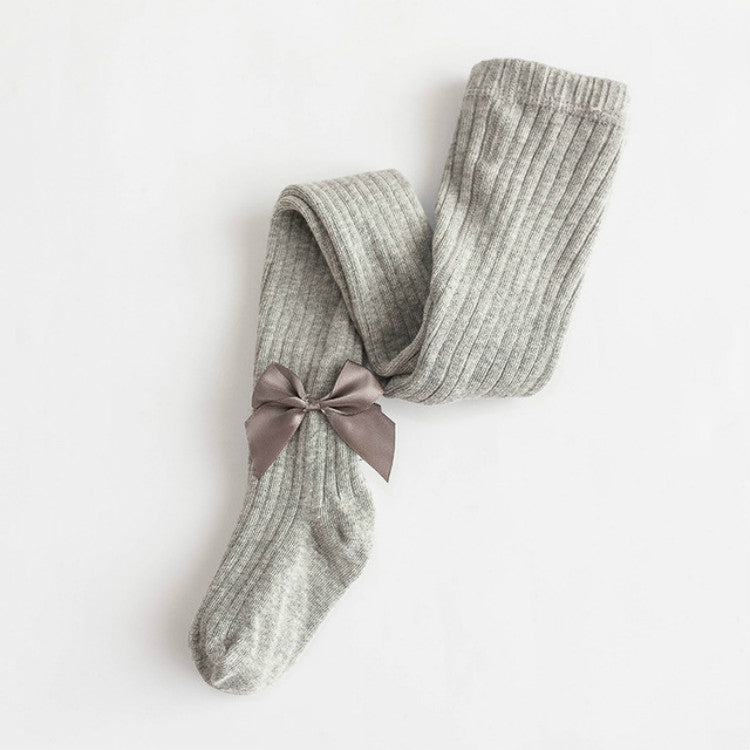 Baby Cotton Leggings Bow Knit Children Pantyhose, Size:12-24 Months