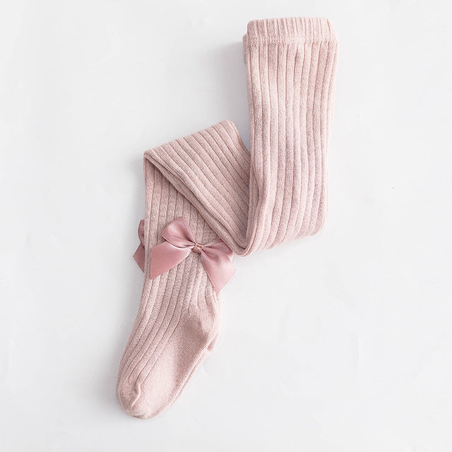 Baby Cotton Leggings Bow Knit Children Pantyhose, Size:12-24 Months