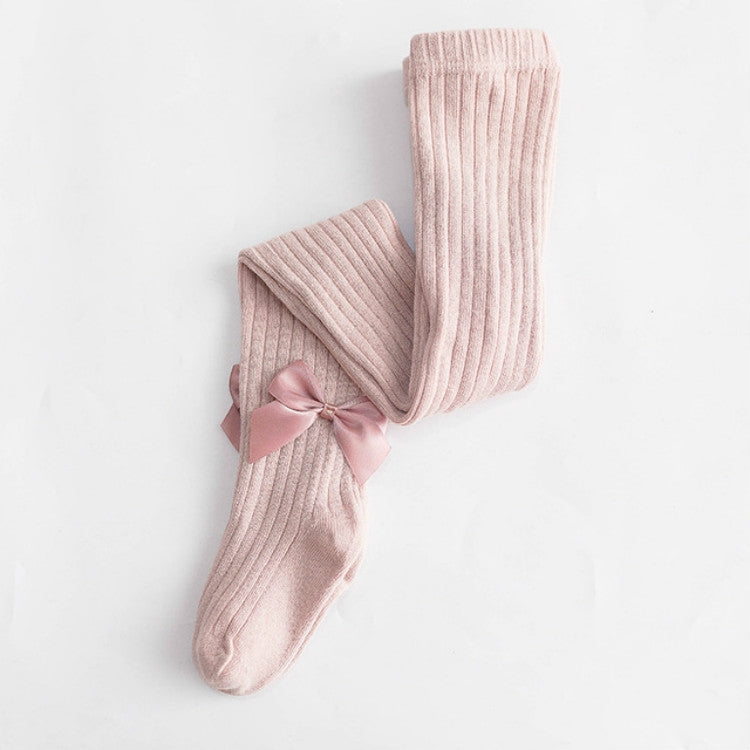 Baby Cotton Leggings Bow Knit Children Pantyhose, Size:12-24 Months