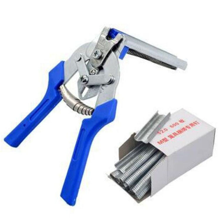 Nail non-slip Handle Stainless Steel Hand Tool Chicken Cage Barbed Wire Pig Tongs, Style:Blue Tied Cage Clamp+10 M nails