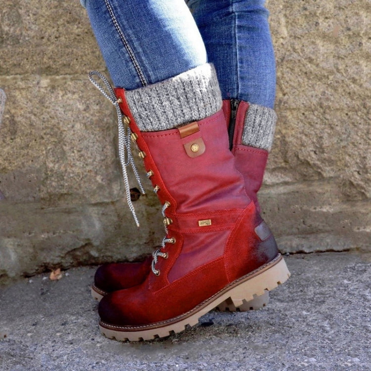 Winter Boots Women Boots Round Toe Platform Warm Females Boots Shoes, Size:36