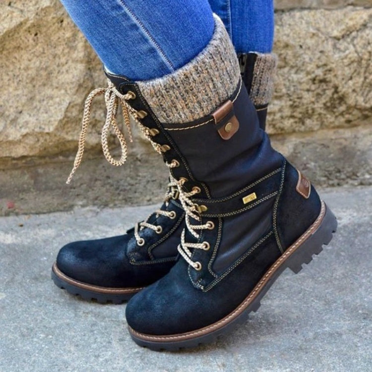 Winter Boots Women Boots Round Toe Platform Warm Females Boots Shoes, Size:36