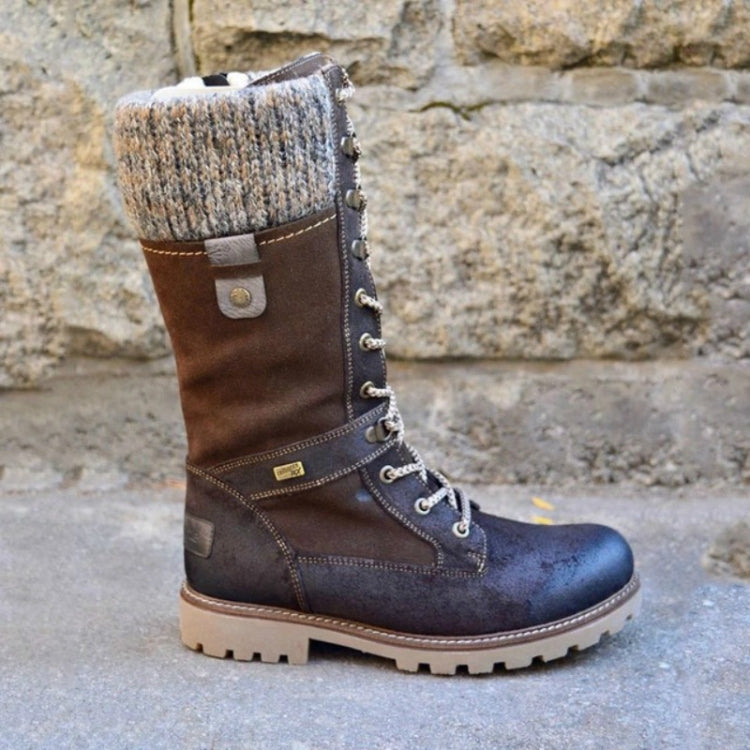 Winter Boots Women Boots Round Toe Platform Warm Females Boots Shoes, Size:36