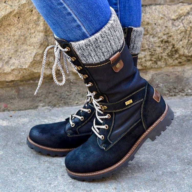 Winter Boots Women Boots Round Toe Platform Warm Females Boots Shoes, Size:43