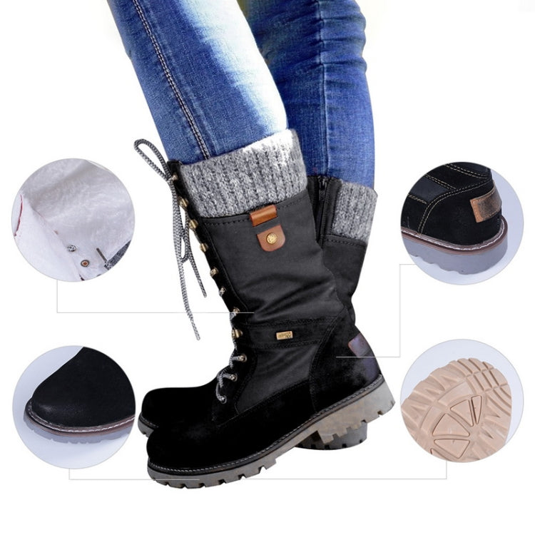 Winter Boots Women Boots Round Toe Platform Warm Females Boots Shoes, Size:43