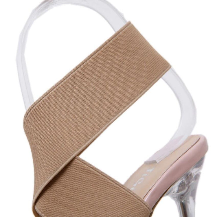 Women Shoes Simple Transparent Lace Up High Heels, Size:36(Beige)
