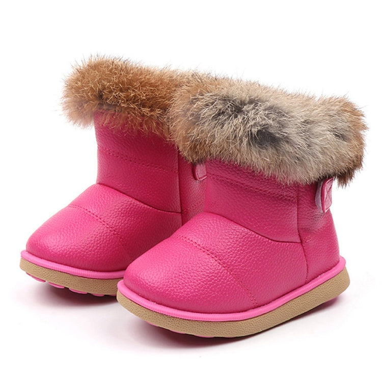 Girl Boots Winter Shoes Soft Bottom Student Fur Snow Boots Children Leather Shoes Plush, Shoe Size:21