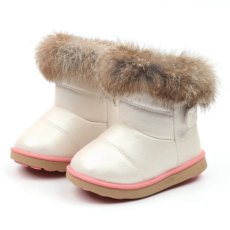 Girl Boots Winter Shoes Soft Bottom Student Fur Snow Boots Children Leather Shoes Plush, Shoe Size:25