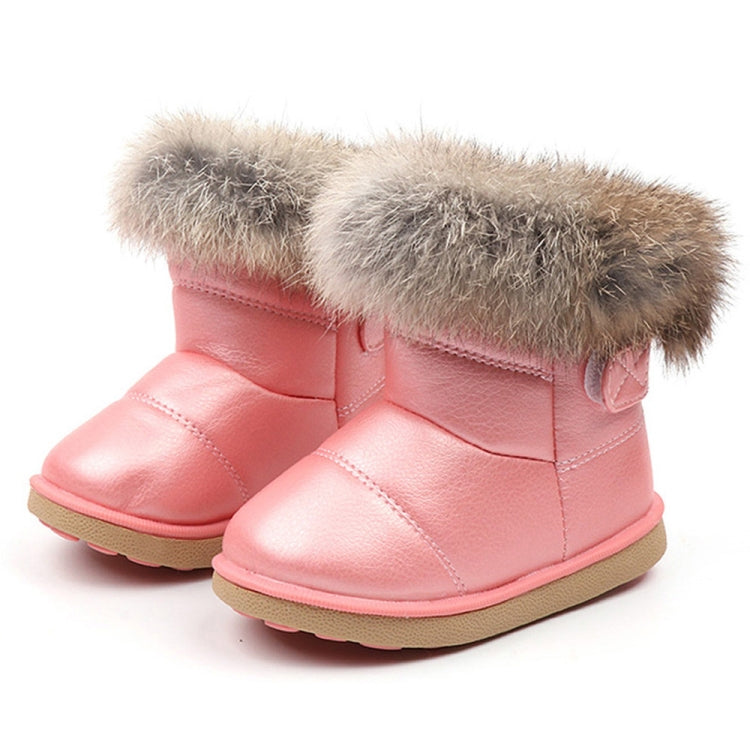 Girl Boots Winter Shoes Soft Bottom Student Fur Snow Boots Children Leather Shoes Plush, Shoe Size:26