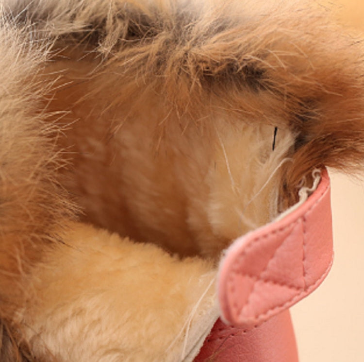 Girl Boots Winter Shoes Soft Bottom Student Fur Snow Boots Children Leather Shoes Plush, Shoe Size:27