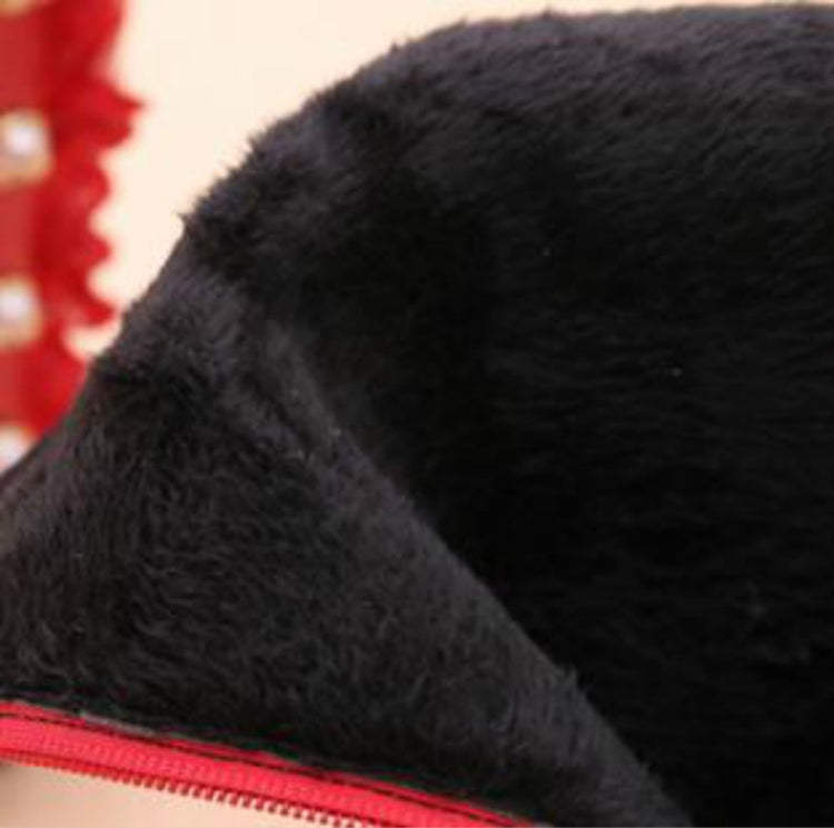 Winter Warm Solid Color Flat Bow Non-Slip Plus Velvet Little Girl Boots, Size:32(Red)