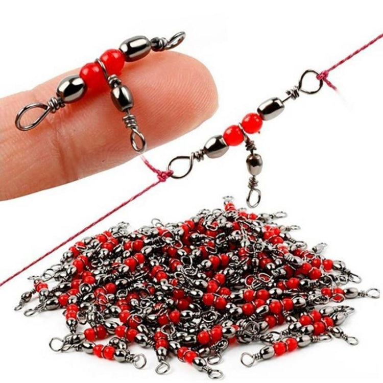 100 PCS Tripod Red Bead Swivel 8-shaped Connector Fishing Accessories