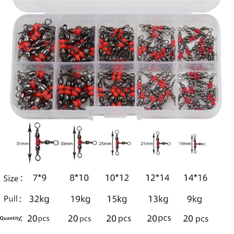 100 PCS Tripod Red Bead Swivel 8-shaped Connector Fishing Accessories