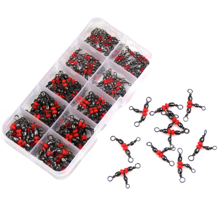 100 PCS Tripod Red Bead Swivel 8-shaped Connector Fishing Accessories