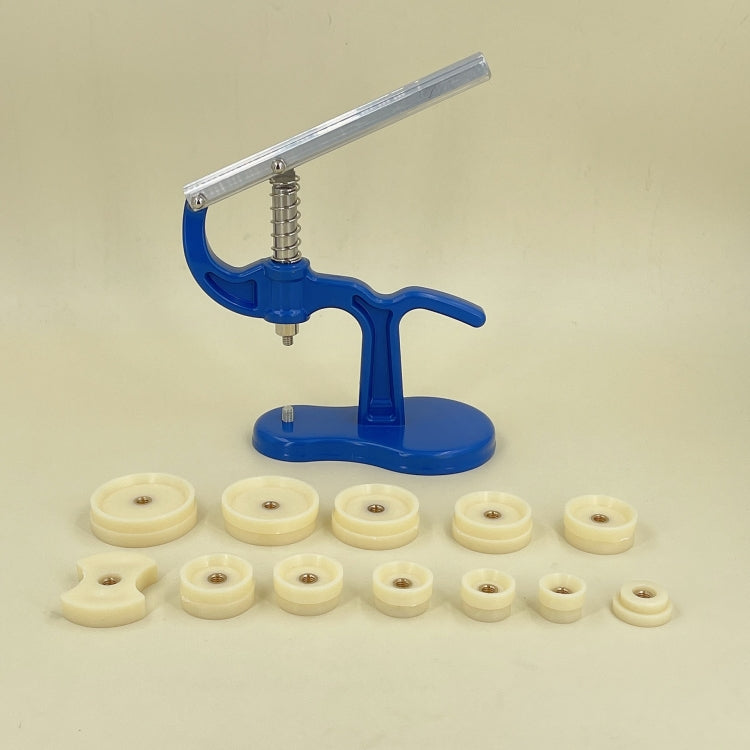 Table Repair Tool Desktop Capping Machine Mechanical Quartz Watch Cover Back Cover Battery Replacement Tool(White Mold Blue Press)